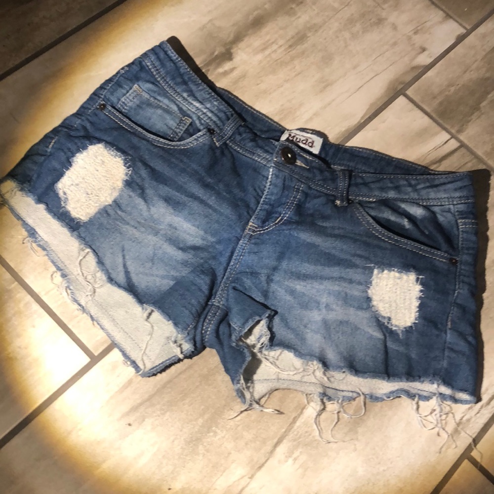 Dark wash denim shorts